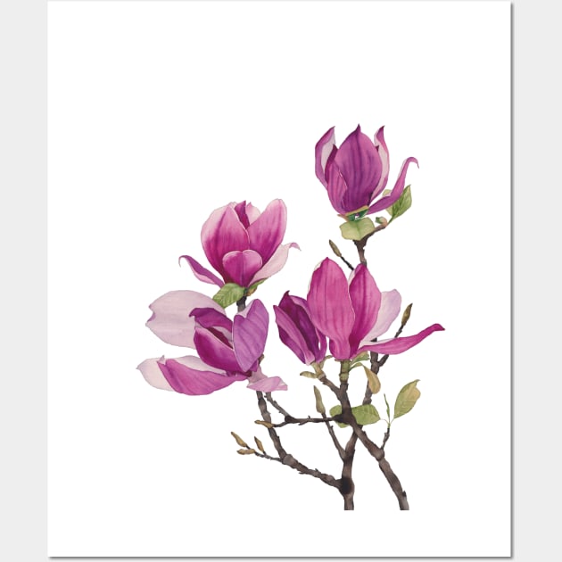 Watercolor magnolia Wall Art by InnaPatiutko